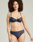 The Sheer Deco High Leg Brief Navy