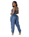 Women's Tube Top High Elastic Fashion Denim Jumpsuit - Little Miss Vanilla