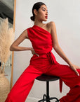 Fashion Single-room Lace Up Straight Jumpsuit For Women - Little Miss Vanilla