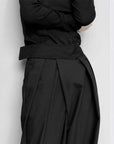 Black Suit Draping Casual Wide-leg Pants