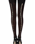 Zohara "Cross It" Burgundy/Gold Print Tights