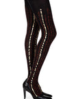 Zohara "Cross It" Burgundy/Gold Print Tights