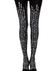 Zohara "Cross It" Black/Silver Print Tights