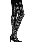 Zohara "Cross It" Black/Silver Print Tights