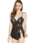 Shirley of Hollywood SOH Babydoll in pizzo nero Nero