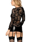 YesX YX942 Black 3pc Dress, Thong & Stockings