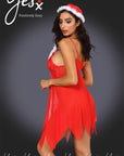 YesX YX947 3pc Red/White Hat, Babydoll & Thong