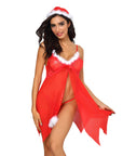 YesX YX947 3pc Red/White Hat, Babydoll & Thong