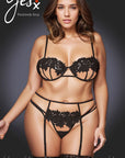 YesX YX953Q 3pc Black Bra Set