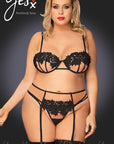 YesX YX953Q 3pc Black Bra Set