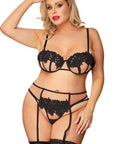 YesX YX953Q 3pc Black Bra Set