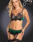 YesX YX957 Black/Emerald Bra Set