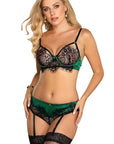 YesX YX957 Black/Emerald Bra Set