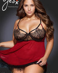 YesX YX958Q Black/Red Babydoll Set