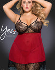 YesX YX958Q Black/Red Babydoll Set