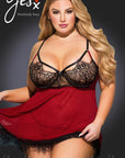 YesX YX958Q Black/Red Babydoll Set