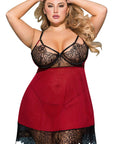 YesX YX958Q Black/Red Babydoll Set