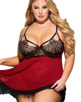 YesX YX958Q Black/Red Babydoll Set