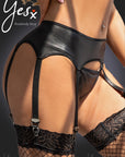 YesX YX985 Suspender Belt & Thong Set Black