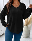 Plus Size Drawstring Dropped Shoulder Hooded T-Shirt - Little Miss Vanilla