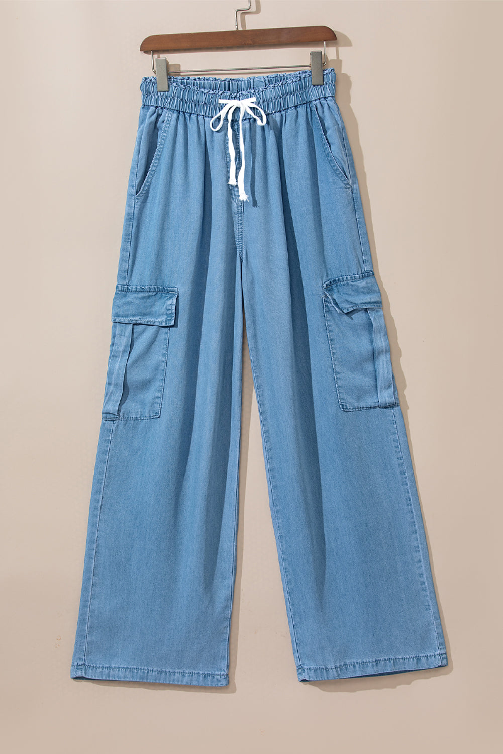 Drawstring Cargo Pocket Wide Leg Jeans - Little Miss Vanilla