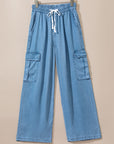 Drawstring Cargo Pocket Wide Leg Jeans - Little Miss Vanilla