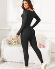 Scoop Neck Long Sleeve Active Jumpsuit - Little Miss Vanilla