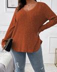 Plus Size V-Neck Long Sleeve T-Shirt - Little Miss Vanilla