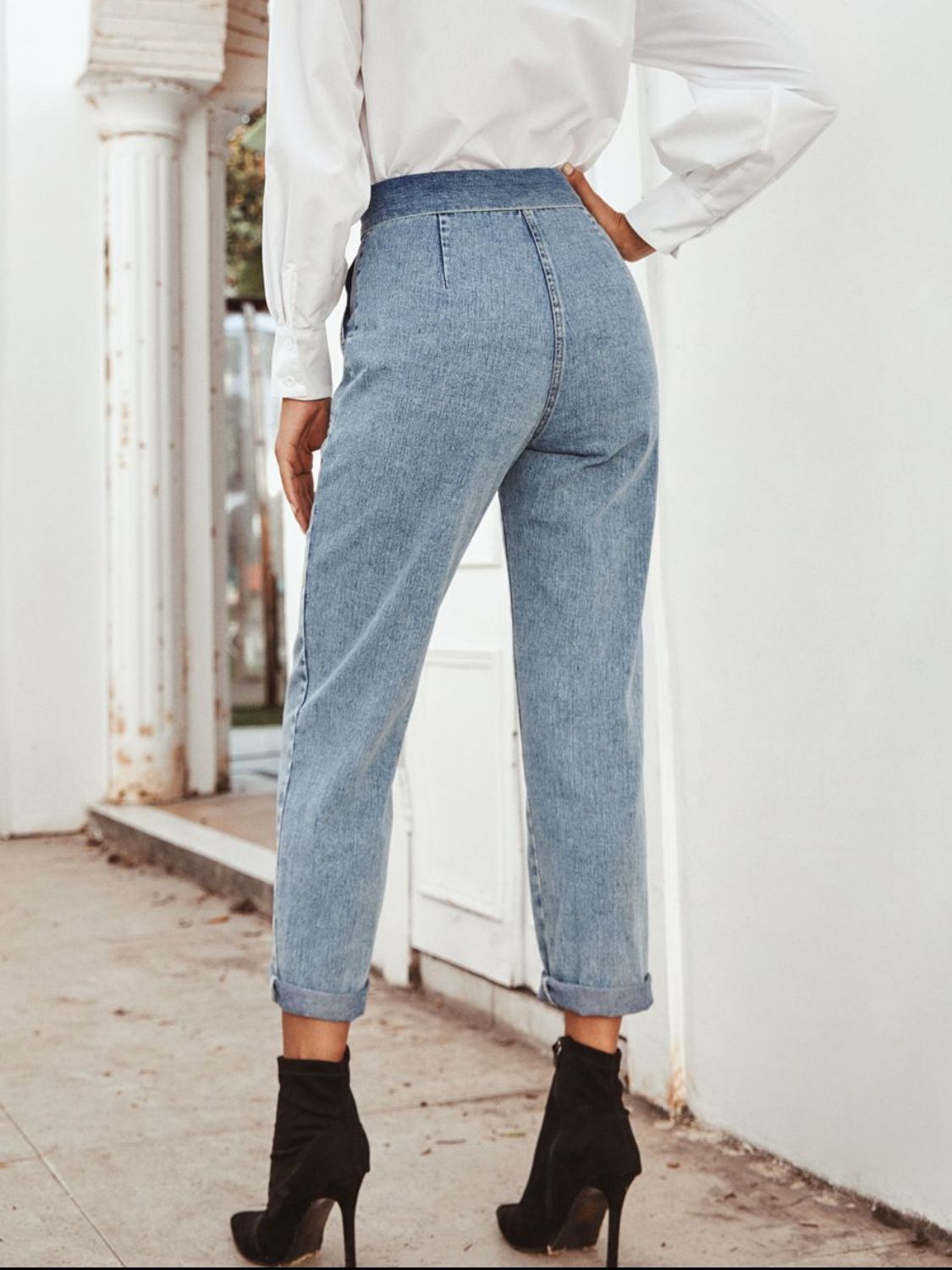 Tied Straight Leg Jeans with Pockets - Little Miss Vanilla