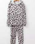 Khaki Leopard Print Drawstring Hoodie and Skinny Pants Lounge Set - Little Miss Vanilla