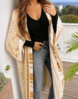 Yellow Bohemian Geometric Printed Loose Sleeve Long Kimono - Little Miss Vanilla