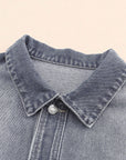 Gray Chest Pockets Drop Shoulder Loose Denim Jacket - Little Miss Vanilla