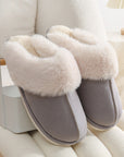 Winter Warm Plush Home Slippers Indoor Fur Slippers Women Soft Lined Cotton Shoes Comfy Non-Slip Bedroom Fuzzy House Shoes Women Couple