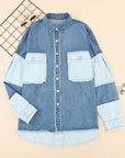 Raw Hem Color Block Denim Jacket - Little Miss Vanilla