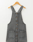 Wide Strap Button Down Denim Overall Dress - Little Miss Vanilla