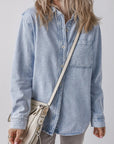 Pocketed Collared Neck Denim Top - Little Miss Vanilla