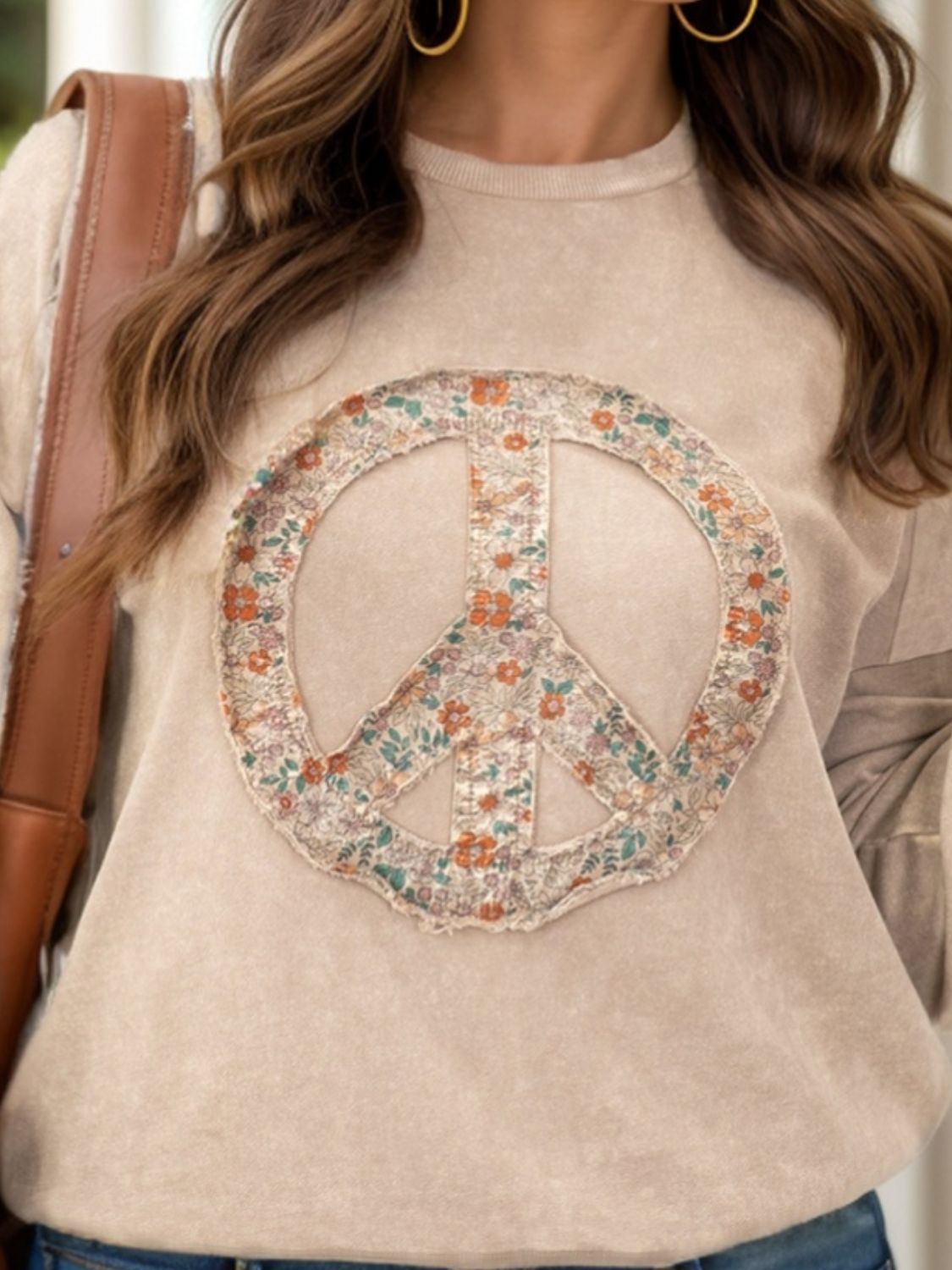 Plus Size Peace Sign Long Sleeve Sweatshirt - Little Miss Vanilla