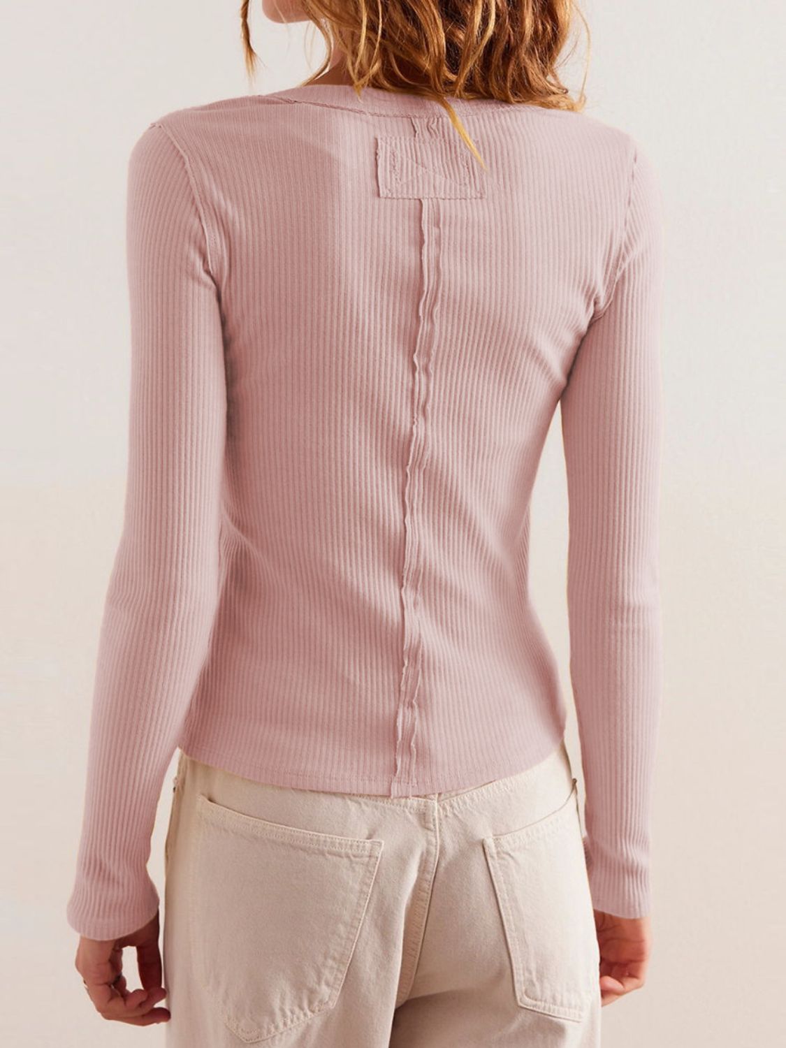 Ribbed Round Neck Long Sleeve Top - Little Miss Vanilla