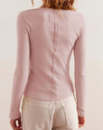 Ribbed Round Neck Long Sleeve Top - Little Miss Vanilla