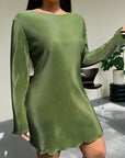 Honey Plus Size Lettuce Hem Round Neck Long Sleeve Dress - Little Miss Vanilla