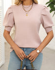 Mandy Mock Neck Puff Sleeve Sweater - Little Miss Vanilla