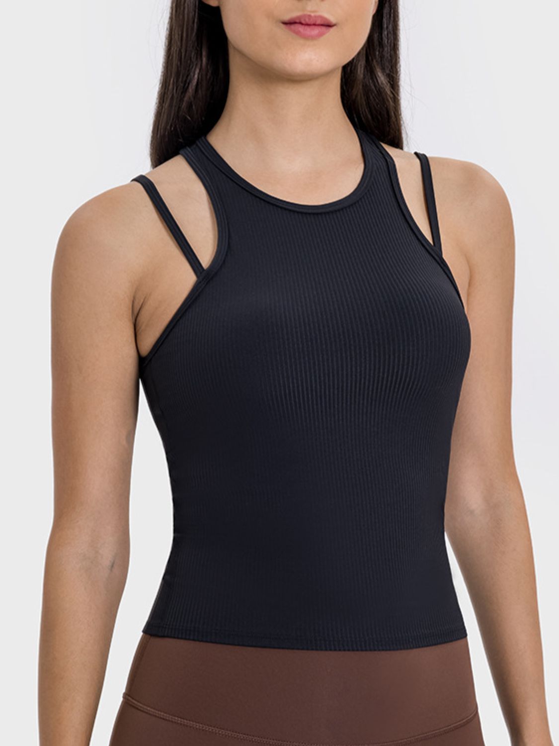 Millennia Cutout Round Neck Racerback Active Tank - Little Miss Vanilla