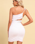 Ruched Cutout One-Shoulder Bodycon Dress - Little Miss Vanilla