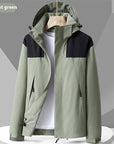 Hooded Windbreaker Unisex Fashion Colorblock Zip-up Jacket With Pockets Waterproof Outwear For Women Men Clothing