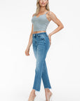 bytos Raw Hem Distressed Mid Rise Crop Jeans - Little Miss Vanilla