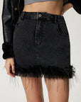 Plush Hem Mini Denim Skirt - Little Miss Vanilla