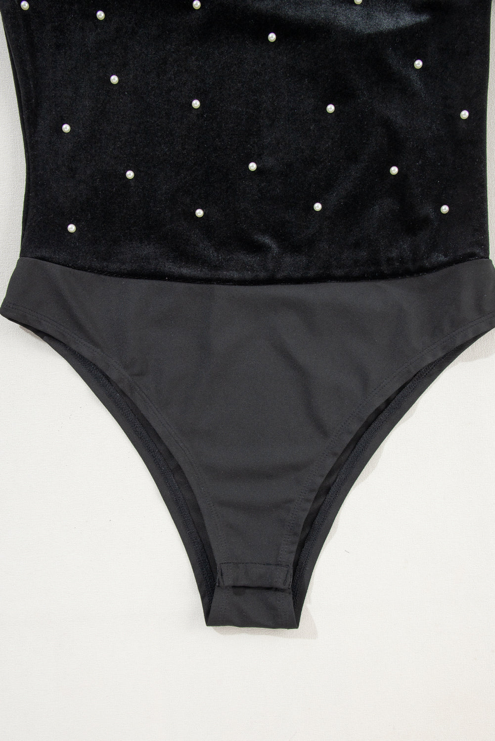 Pearl Detail Velvet V-Neck Long Sleeve Bodysuit - Little Miss Vanilla