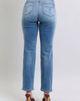 Judy Blue Full Size Run Vintage Wash Thermal Straight Jeans - Little Miss Vanilla