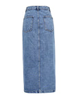 Slit Asymmetrical Waistband Midi Denim Skirt - Little Miss Vanilla