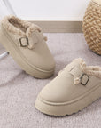 Fashion Thick-soled Plush Buckle Cotton Slippers Winter Indoor And Outdoor Casual Warm Shoes Women Garden Slipper